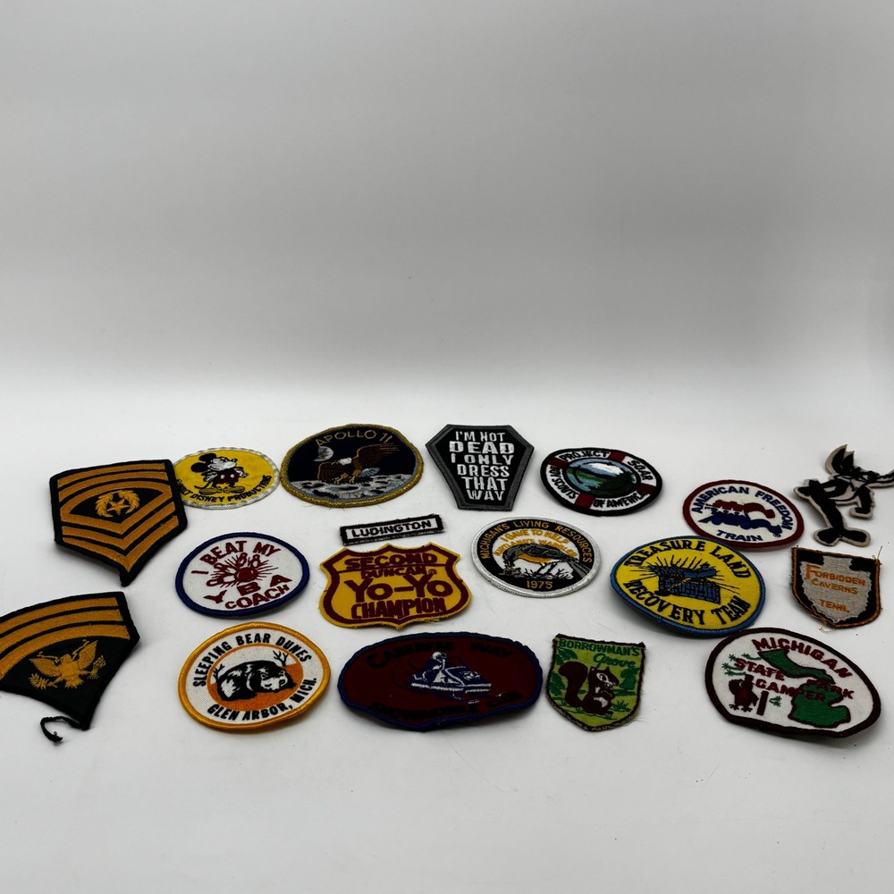 Vintage Patch Lot 17pc Military NASA Apollo 11 Disney Mickey Yo-Yo Scout Travel